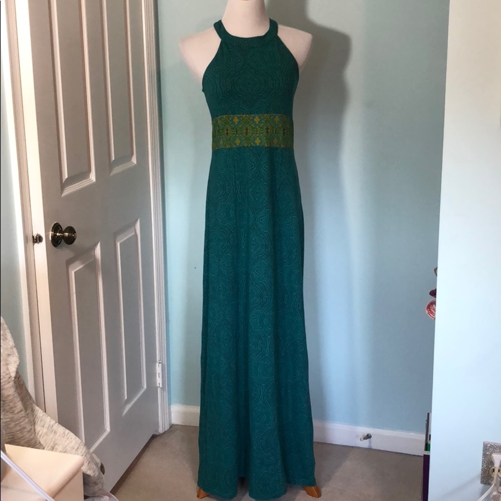 Prana Teal and Yellow Maxi Dress